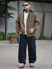 Devon Thys 男士复古宽松阔腿牛仔裤，引领休闲嘻哈街头风，时尚宽松版型，全球通用 - 藏蓝色 - 查看 1