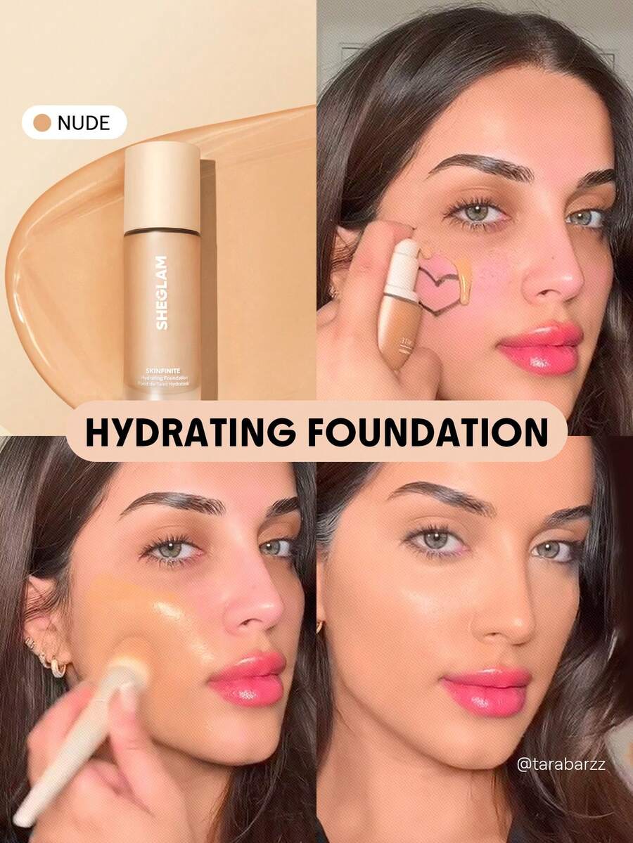 SHEGLAM Skinfinite Hydrating Foundation-Nude Flawless Dewy Foundation Hydrating Coverage Invisible Pore Concealer Pore-Less Non-Greasy Lightweight Soft Liquid Foundation Brand Beauty Makeup Face Paint Cosmetic For Women Girls Perfect For Spring Summer Ideal For Y2K Fancy Fashion Suitable For Birthday Mother'S Day Gift Rave Party Ready Best Color