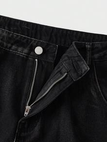 AXEPEAK Quần ống loe thẳng màu đen bạc màu dành cho nam, có họa tiết in, kiểu dáng thời trang. - màu đen - Xem 12