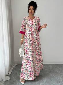 Al Najma 女士宽松碎花度假优雅波西米亚风连衣裙 - 彩色 - 查看 5