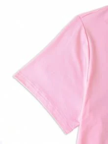 EMERY ROSE Họa tiết tem cổ điển, kem hình vỏ sò, ván lướt sóng. Áo thun cỡ lớn in hình phong cách thường ngày. - Màu Hồng baby - Xem 4