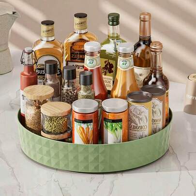 1 pieza Estante giratorio de cocina multifuncional para mostrador, botella de condimento, almacenamiento de salsa de soja, vinagre, bandeja de frutas, estante giratorio de 360°, cocina, accesorios de cocina, organización y limpieza de cocina