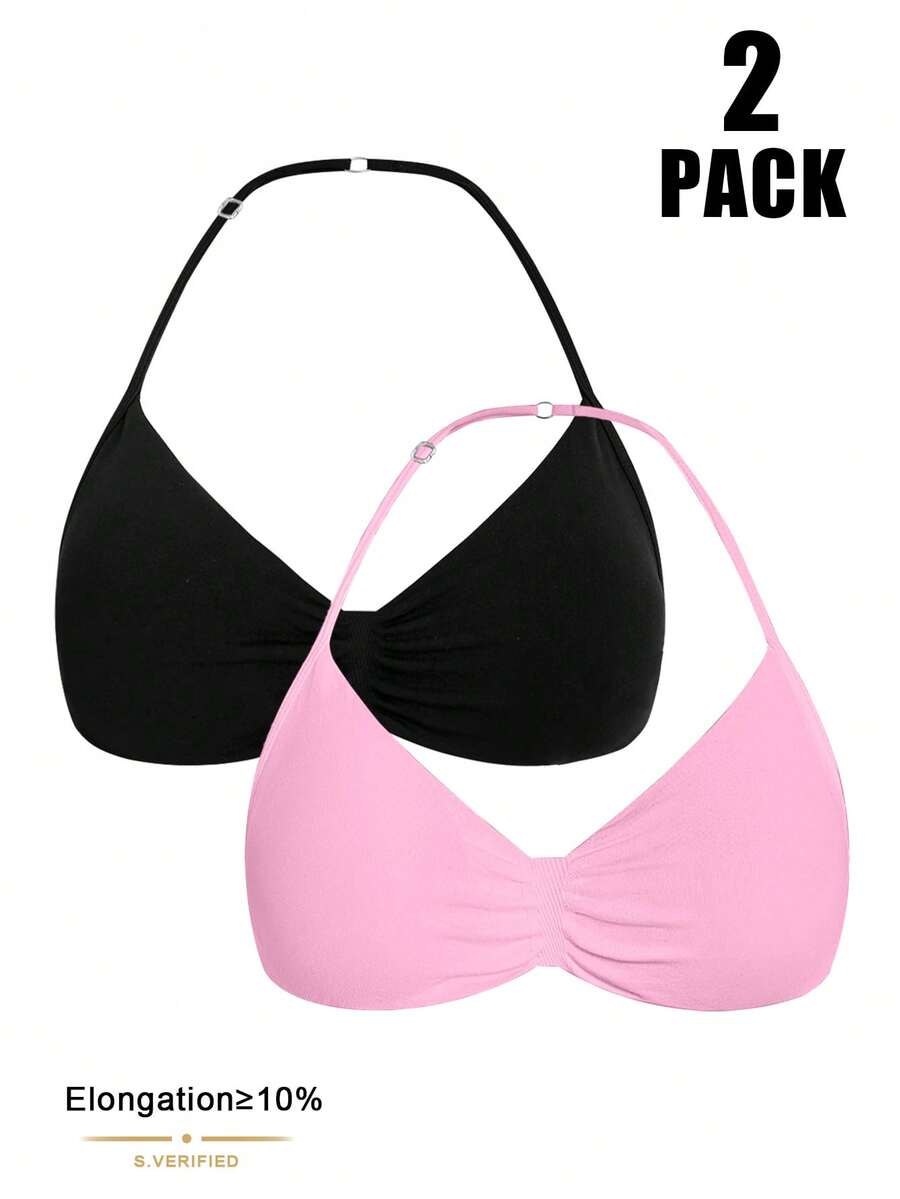 Velisys Velisys 2pcs Women Minimalist Solid Color Seamless Sports Bra