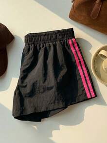 Comfortcana Quần short nữ kiểu dáng thường ngày, phối nhiều mảnh, đa năng cho trang phục hàng ngày. - màu đen - Xem 6