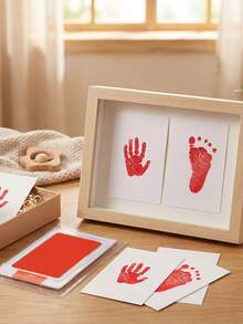 1pc/2pcs/3pcs/5pcs/8pcs Handprint & Footprint Studio, Ink Pad, Decoration For Photo Album - Red ink paste - View 5