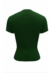 EMERY ROSE Camiseta corta casual de mujer de manga corta con botones, color azul marino sólido - Verde militar - Ver 2
