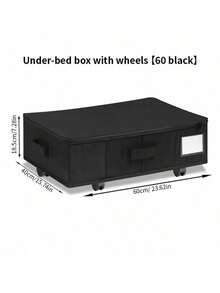 1PC/2pcs Under Bed Storage Containers With Wheels, Thick Non-Woven Foldable Storage Box, Dustproof Large Capacity Organizer For Clothes, Movable Underbed Storage Organizer - Black - View 11