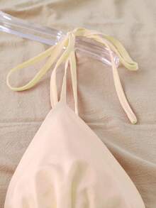 Everyssa Vestido de moda para mujer con volantes en el bajo y cintura con lazo, adecuado para citas - Albaricoque - Ver 6