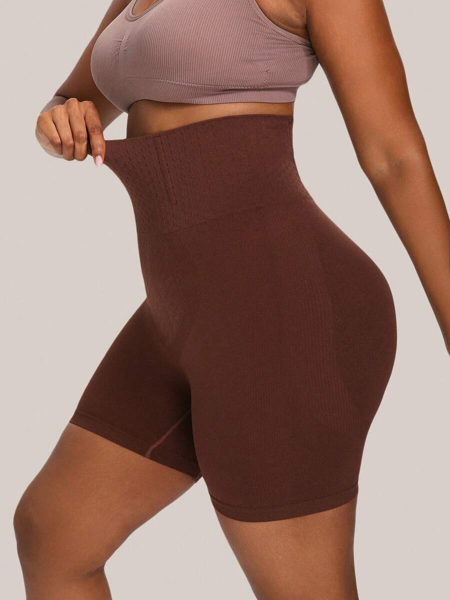 Barelissa Plus Size Shaping Shorts Seamless Tummy Control Pants - Coffee Brown - View 1