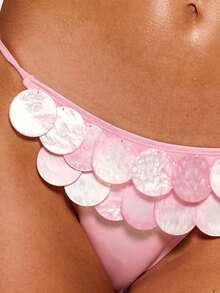 MUSERA Quần bikini hai mảnh phối kim loại, buộc dây bên hông, kiểu dáng gợi cảm, dễ thương, thích hợp đi biển, nghỉ mát, mùa hè, màu xanh đậm. - Hồng - Xem 6
