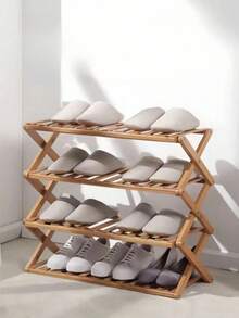 1pc 2/3/4/5 Tier Simple Indoor Multi-Layer Shoe Rack, Foldable Space-Saving Shoe Cabinet For Home Entrance, Student Dorm Storage Shelf (Needs Assembly) - Apricot - View 4
