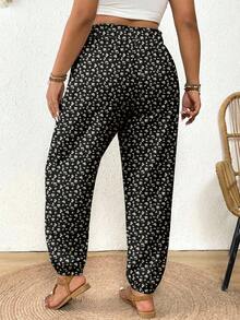 SHEIN Frenchy 大码女式印花休闲百搭日常裤 - 彩色 - 查看 2