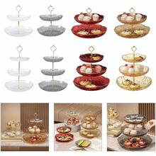 Giá đựng bánh cupcake 3 tầng, giá đỡ tròn nhiều tầng bằng nhựa, khay trưng bày bánh ngọt mini, trái cây, bánh quy, món tráng miệng cho tiệc trà, đám cưới, sinh nhật, màu xanh lá cây. - Nhiều màu - Xem 7