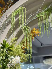 2pcs Fake Green Amaranthus Tail Branch Fake Hanging Plant,Lover's Tears ,Artificial Weeping Willow,Wisteria Hanging Flower Pendants, Waterfall Cascading Flower Chains, Bridal Bouquets. Green Artificial Flower Branches For Indoor And Outdoor Wedding & Party Backdrop Decor, Home Gardening Flower Pendants, Hotel Decorations, DIY Floral Arrangements, Vase Fillers And Wall Decor. - Multicolor - View 7