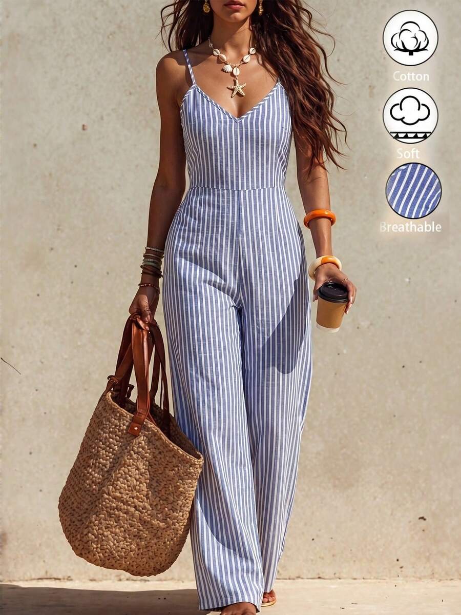 LUMIGAL 女式条纹休闲连体裤 - 彩色 - 查看 1