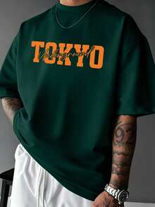 Manfinity Dauomo Camiseta de manga corta casual de hombre con estampado de logo de coche, para verano - Multicolor - Ver 2