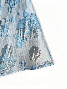 Celisse Elegant Women's Organza Jacquard Skirt - Blue - View 4