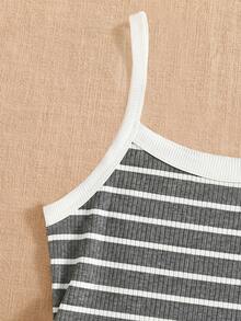 Tween Girls' Casual All-Match Versatile Camisole, Snug Fit Contrast Color Knit Camisole, Suitable For Casual Outings, Vacations And Various Occasions - Multicolor - View 4
