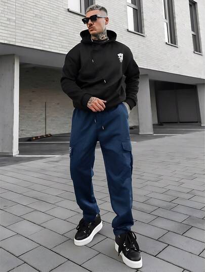 Artur Kramer 1 件男士多口袋纯色修身工装裤，适合春秋季、夏季海滩、日常通勤、运动训练、户外徒步、休闲、健身、慢跑、直筒裤，百搭时尚