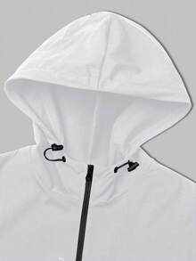 Manfinity Sport Corelite Chaqueta deportiva con capucha con cremallera y cordón, de manga larga con estampado de letras, para hombre, ligera, para gimnasio - Blanco - Ver 3