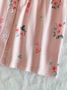 4件套女童睡衣套装，领子仙女印花可爱针织睡衣 - 彩色 - 查看 6