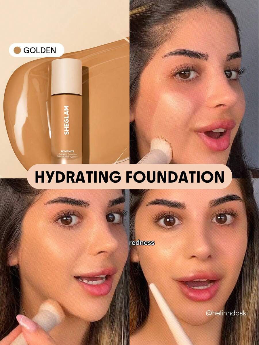 SHEGLAM Skinfinite Hydrating Foundation-Golden Flawless Dewy Foundation Hydrating Coverage Invisible Pore Concealer Pore-Less Non-Greasy Lightweight Soft Liquid Foundation Brand Beauty Makeup Face Paint Cosmetic For Women Girls Perfect For Spring Summer Ideal For Y2K Fancy Fashion Suitable For Birthday Mother'S Day Gift Rave Party Ready Best Color