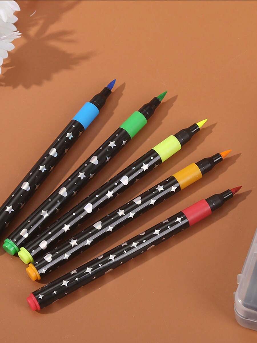 A Set Of 36/48/60 Glitter Pens, Shiny Soft-Tip Drawing Pens, Water-Based Ink Glitter Chalks, Metallic Glitter Chalks, And Exquisite Single-Tip Multi-Color DIY Brushes, Suitable For Graffiti, Painting Art, Glitter Art Handicrafts, Notebooks, Gifts, - Multicolor - View 1