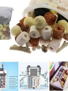 420g 12-In-1 Aquarium Filter Media Kit, Includes Bio Balls & Ceramic Rings, Comprehensive Filtration System For Water Purification, Ideal For Tropical Fish & Goldfish Tanks - Multicolor - View 8