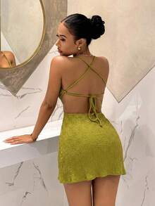 Slaydiva Mùa xuân mới, Lễ hội âm nhạc Xuân Hè, Ngày lễ tình nhân, Lễ Phục sinh, Mùa cưới, Mùa lễ hội, Kỳ nghỉ biển, Thường ngày, Thanh lịch, Đi làm, Mặc hàng ngày, Trang phục công sở, Kỳ nghỉ, Tiệc tùng, Du thuyền, Tiệc tùng, Cơ bản, Hẹn hò hàng ngày, Dây áo mảnh, Cổ chữ V, Hở lưng rộng, Buộc chéo, Chân váy chữ A, Xẻ tà phía trước, Váy màu xanh lá nhạt, Váy ngắn nữ -A - màu xanh lá - Xem 3