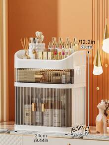 1 Set High-End Makeup Storage Box, Sliding Drawer Vanity Organizer, Multi-Layer Large Capacity Dust-Proof Makeup Case, Suitable For Bathroom, Vanity, Lipstick, Skincare, Makeup Brushes, Facial Cleanser, Face Mask Storage,Makeup Bag,Travel Essential - Multicolor - View 2