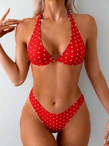 Swim Mod Women's 2 Pieces Polka Dot Printed Bikini Set, Versatile And Casual For Holiday For Summer Beach Vacation,Summer Outfit For Women, Beach Outfit For Women,Elegant,Party - Multicolor - View 1