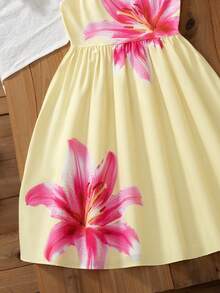 Tween Girl Yellow Flowy Mini Dress, Vacation Chic Soft Spaghetti Strap Sundress, Summer Beach Dresses - Yellow - View 7