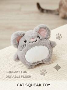 PETSIN Juguete de gato de peluche en forma de ratón de dibujos animados lindo con papel arrugado incorporado, juguete resistente y resistente a las mordeduras - Multicolor - Ver 1