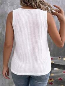 EMERY ROSE Camiseta sin mangas casual y versátil de cuello en V para mujer, talla grande, primavera/verano - Blanco - Ver 2