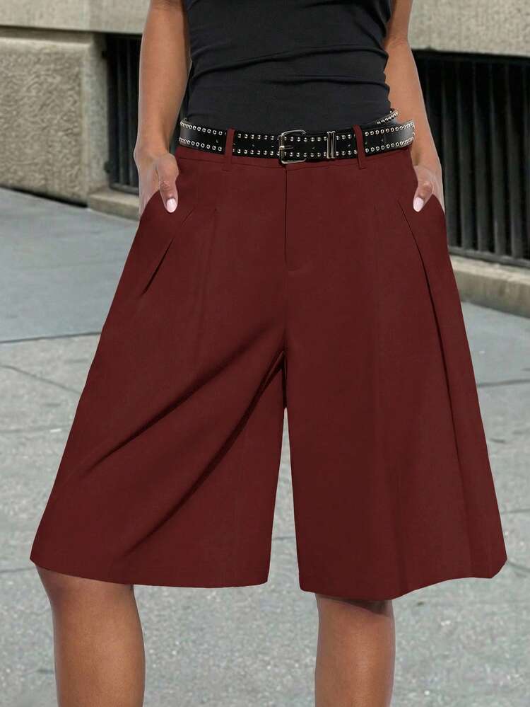 SHEIN Maija Pantalones anchos y sueltos de estilo casual para mujer, de unicolor, adecuados para verano y otoño, para ir a la oficina, uso urbano, casual de negocios y atuendo de maestra