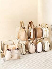 1 2 3 4 PCS Large Capacity Clear Purse Bag Organizer Multi Functional Closet Drawer Shelf Separator L Shaped Space Saver Storage Box For Bedroom Bathroom Office Car Transparent Makeup Holder For Small Handbags Only Popular Must Have - Clear - View 2