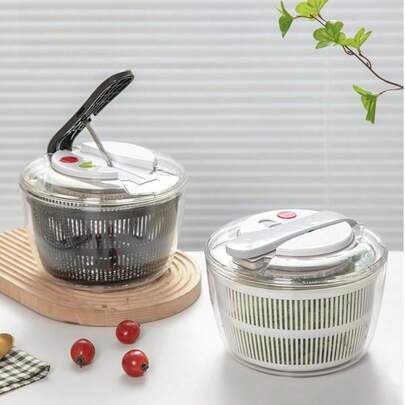 1Pc 3L Press Type Vegetable Dehydrator, Salad Spinner, Fruit Vegetable Washer Dryer, Lettuce Spinner Drainer Basket, Useful Kitchen Tools For Home Kitchen Party