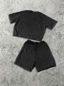 PAVTROS Áo thun nam có túi phía trước và quần short cạp chun. - màu đen - Xem 2