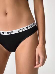 Loungeista 5pcs/Pack Multicolor 100% Cotton Fashion Seamless Low Waist Letter Trim Women Briefs - Multicolor - View 6