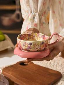 Elegant Lily Of The Valley Pattern Cup, Saucer And Spoon Set - Ideal For Coffee, Afternoon Tea And Home Use, Also A Perfect Gift For Festivals And Weddings - Multicolor - View 6