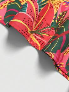 SHEIN Đầm chữ A hai dây in họa tiết cây nhiệt đới mùa hè cho bé gái tuổi teen - Nhiều màu - Xem 4