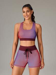 Women's Casual Versatile Striped Removable Padded Sports Bra For Running & Fitness - Multicolor - View 8