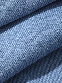 DAZY 女士A字牛仔连衣裙，细肩带，喇叭裙摆，春夏款 - 藍色 - 查看 5