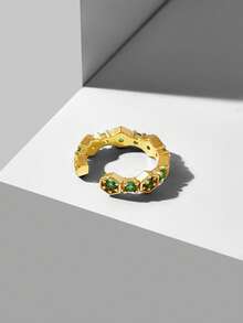 MOTF PREMIUM PRE18K GOLD PLATED RHOMBUS GREEN DIAMOND RING - Green - View 2