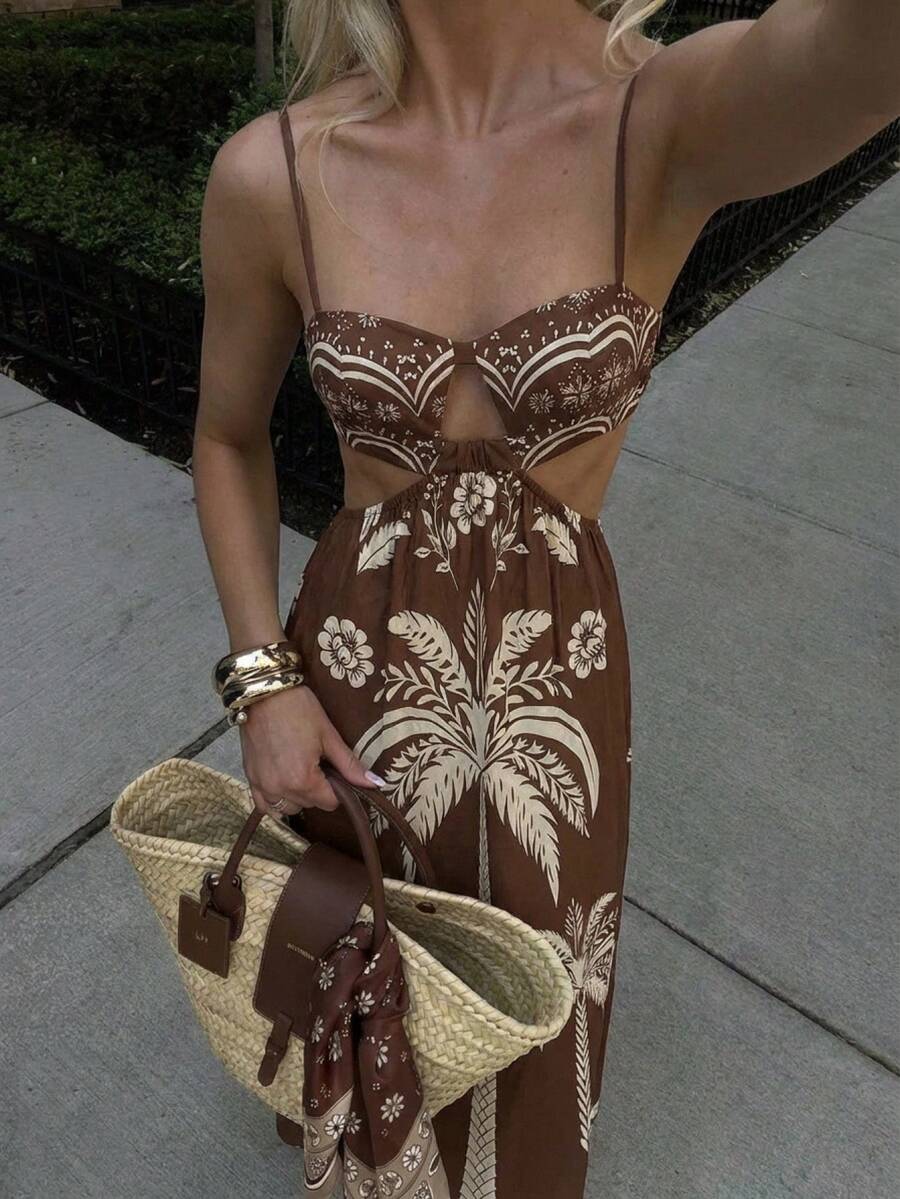 Aloruh Đầm mùa hè kiểu boho thời trang, không tay, dây mảnh, khoét eo. - Nhiều màu - Xem 1