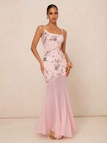 Lumalex Đầm đuôi cá cổ yếm phối lưới đính sequin mùa xuân/hè, trang phục thanh lịch màu hồng, không thể thiếu cho các bữa tiệc, sự sang trọng, quyến rũ, phong cách mới, sang trọng dành cho nữ, thích hợp cho dạ hội, tiệc tùng, tiệc chiêu đãi, kín đáo, quý phái, lấp lánh, tiệc tùng ngày lễ, lễ hội, dã ngoại, kỳ nghỉ, ngoài trời, nhiều lớp, mùa cưới, tiệc Giáng sinh, năm mới, đầm sequin hồng lấp lánh, đầm dạ hội màu hồng, đầm quyến rũ, đầm dự tiệc thắt nơ màu hồng, đầm Vegas, trang trí ngọc trai. - Hồng - Xem 11