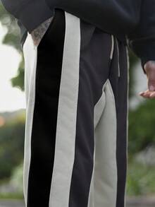 Devon Thys Men's Casual Color Block Patchwork Long Pants, Fashionable For Summer, Fall - Light Grey - View 3