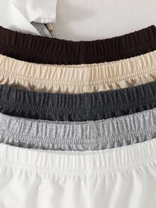 SHEIN Playful Pals 10 cái/5 bộ quần áo trẻ sơ sinh/trẻ chập chững bé trai mặc thường ngày màu trơn cổ tròn tay ngắn áo phông và quần đùi đen trắng mùa hè đồng bộ gia đình - Nhiều màu - Xem 7