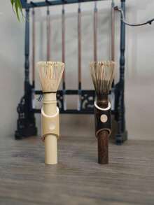 Long-Handled Tea Whisk (With Headrest), 15 Cm. Bamboo 'cha-Sen' Tea Utensil, Available In White Or Purple Bamboo. Long-Handled Tea Whisk With Headrest, Handcrafted From Golden Bamboo. Long-Handled Whisk For Matcha - Multicolor - View 10