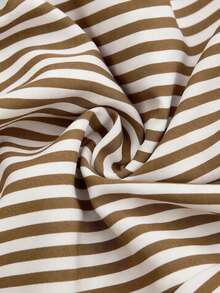 Breezaya Plus Size Blue & White Striped Cardigan Dress - Coffee Brown - View 3